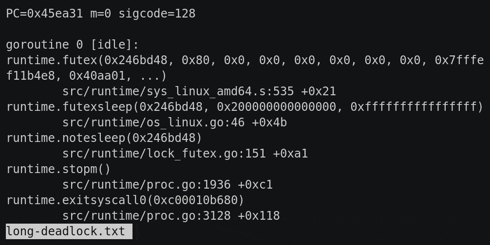 Slide: Long deadlock backtrace