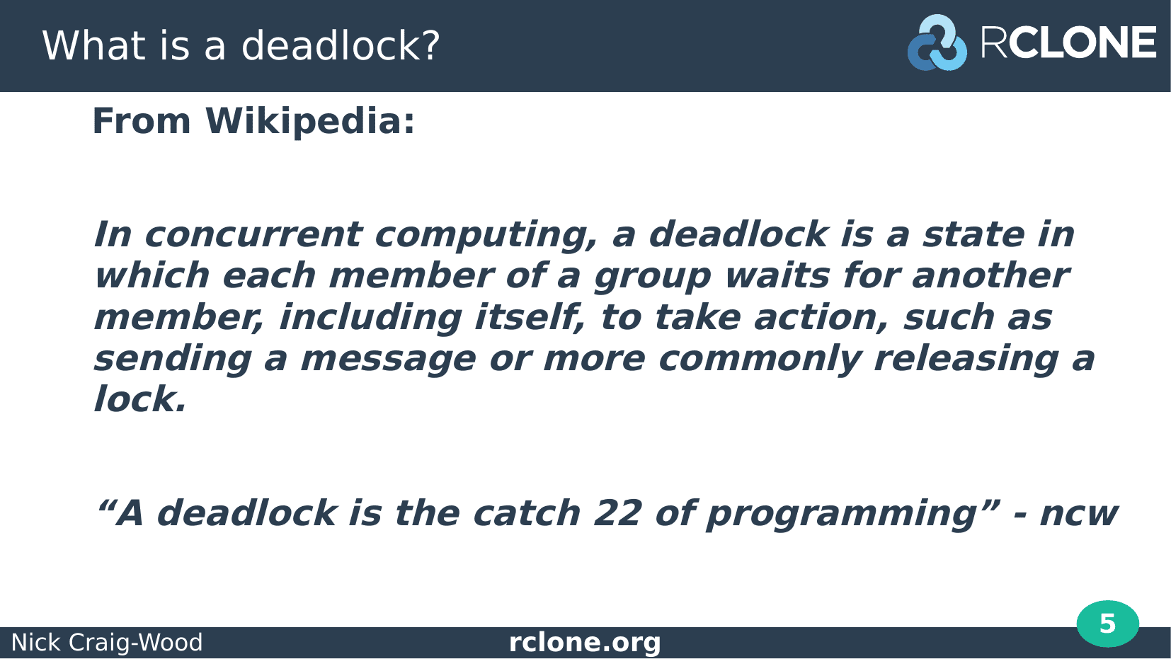 Slide: What is a deadlock