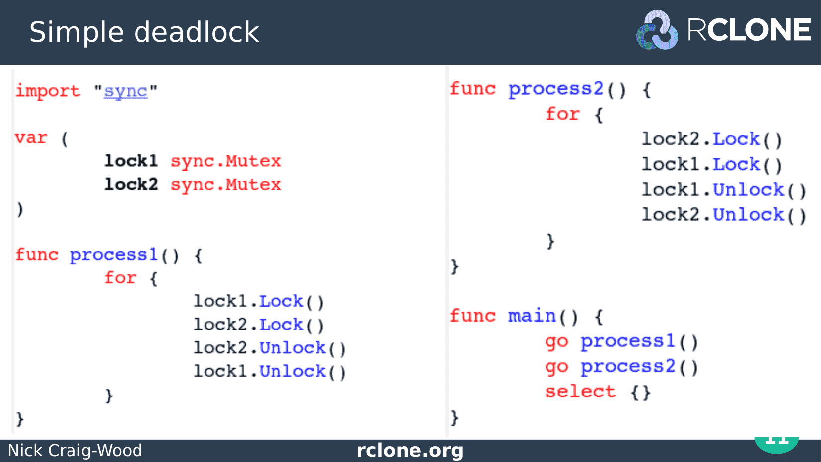 Slide: Deadlock code example