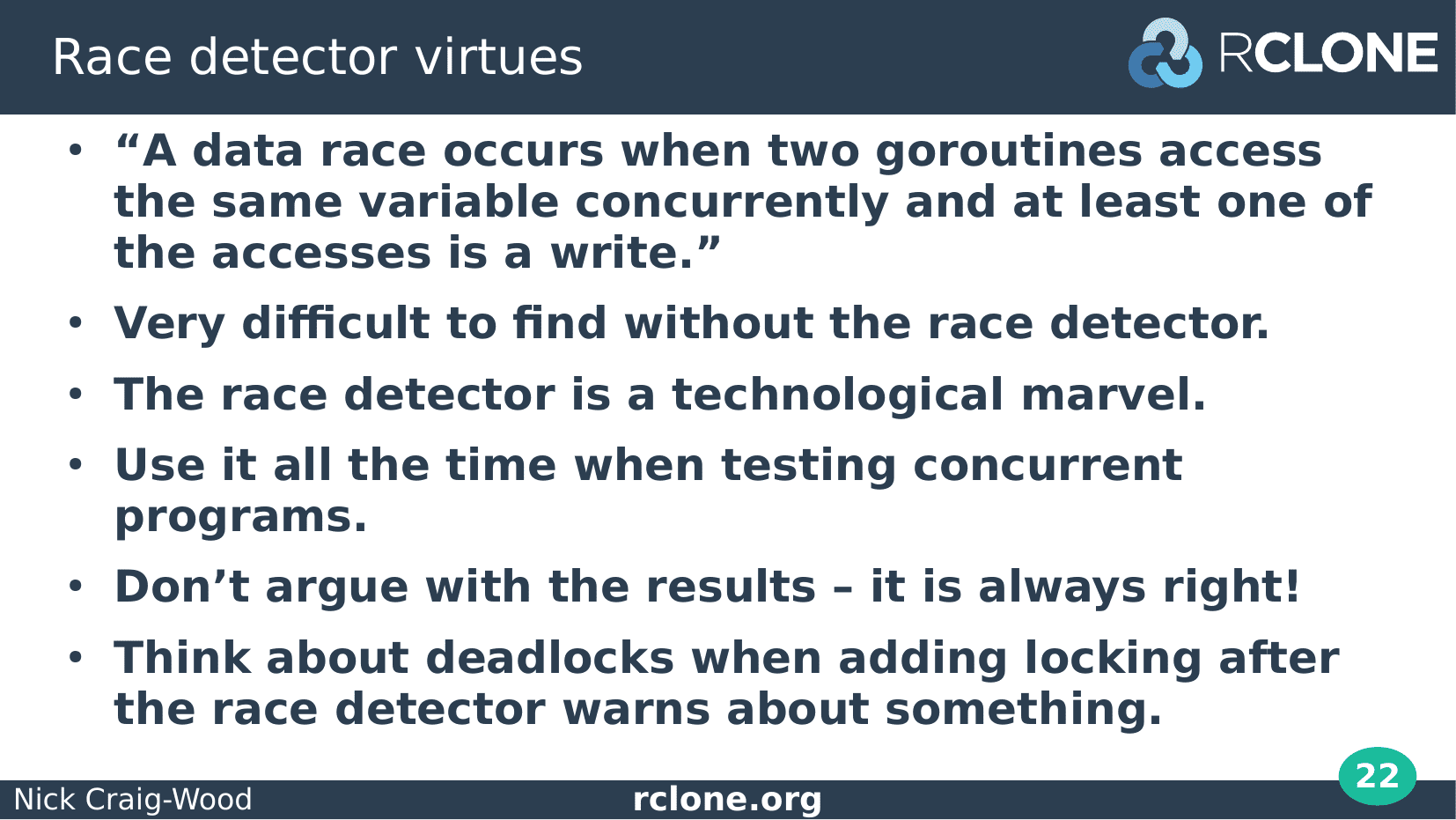 Slide: Race detector virtues