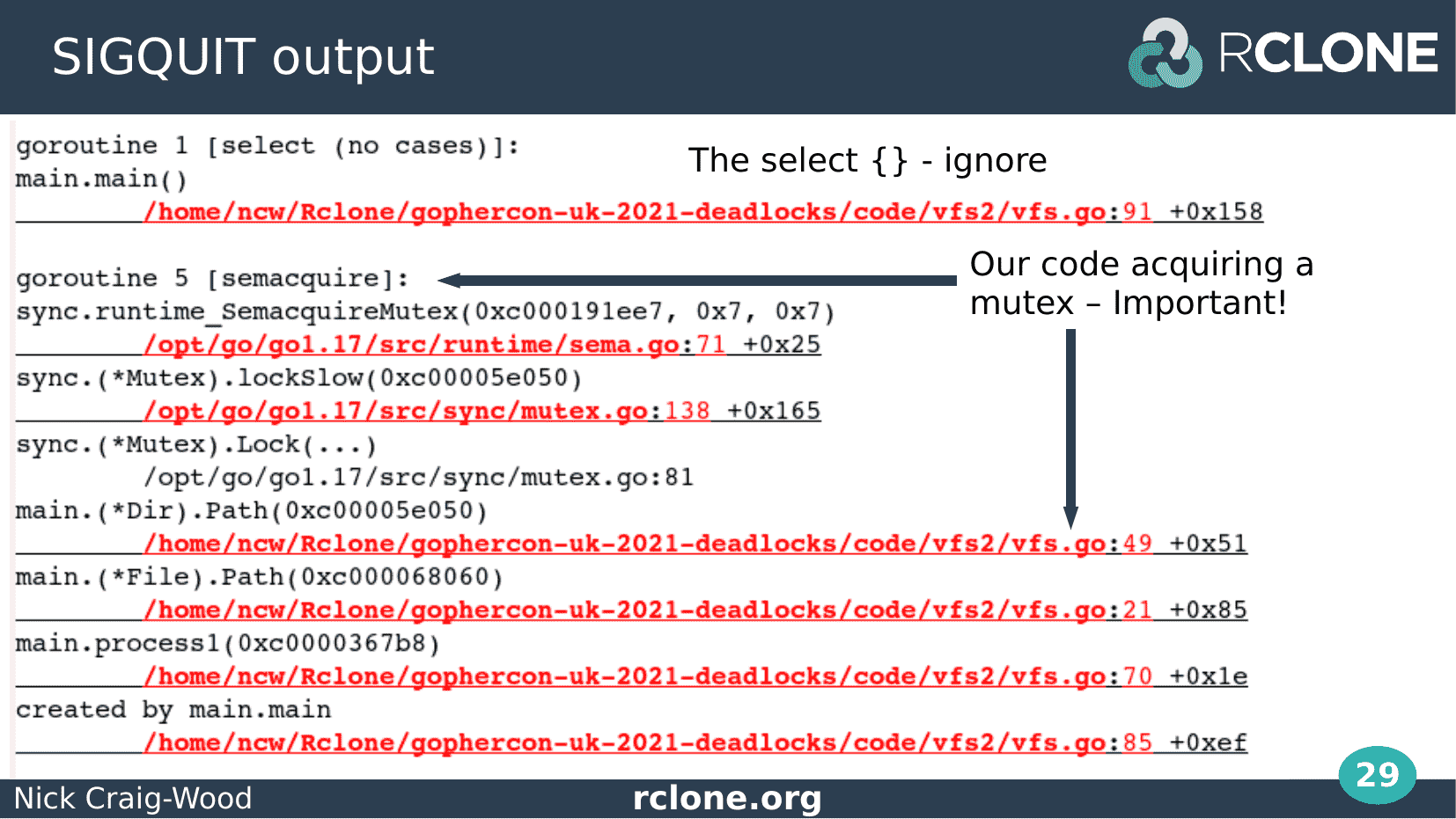 Slide: Goroutine backtrace analysis