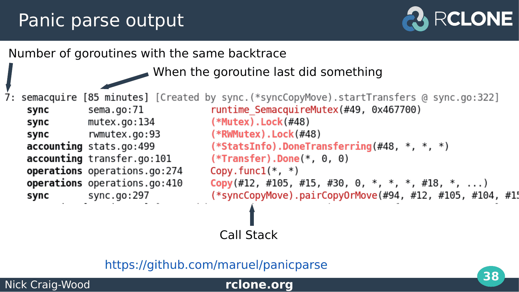 Slide: Panicparse text output