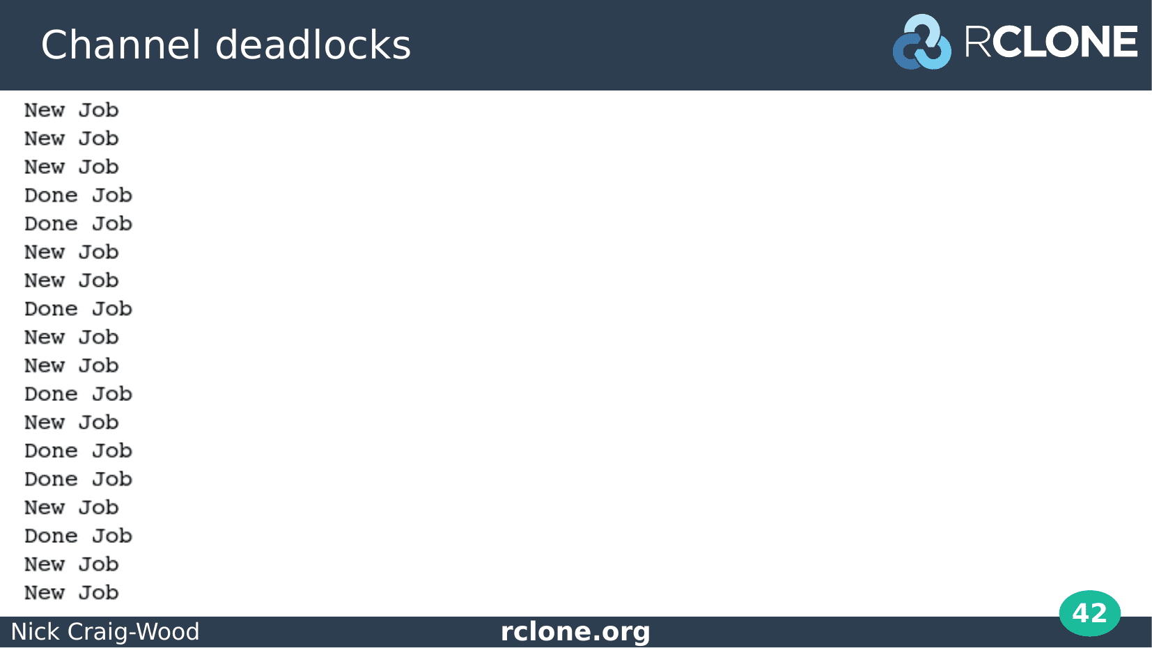 Slide: Channel deadlock runs