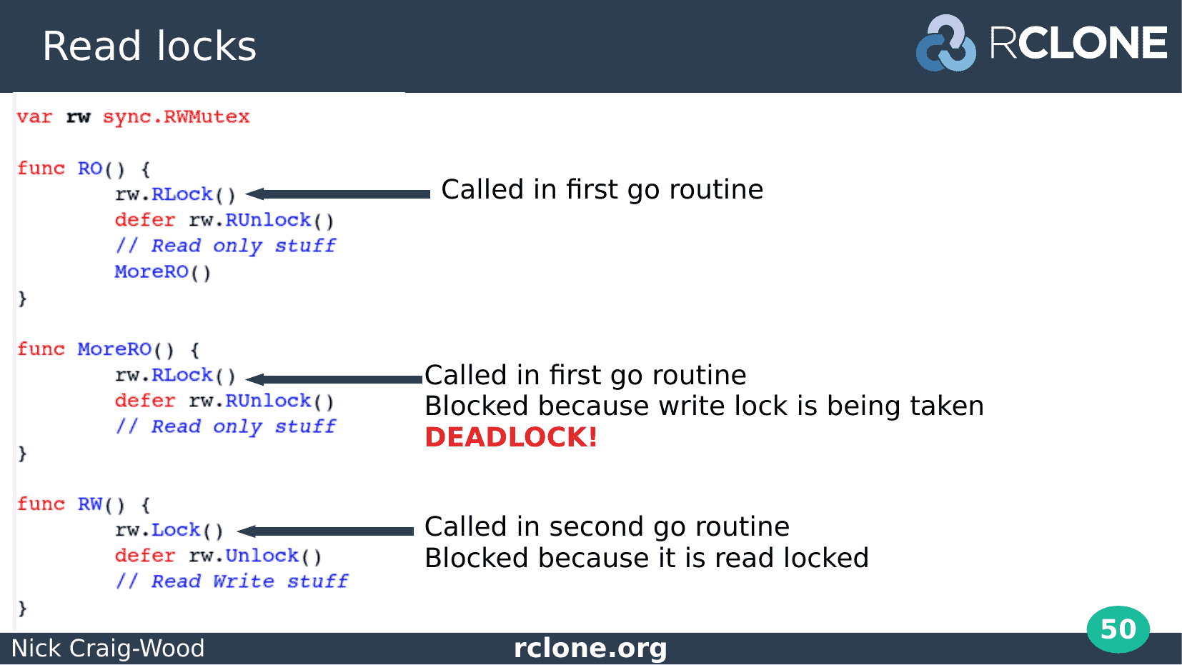 Slide: RWMutex recursive deadlock