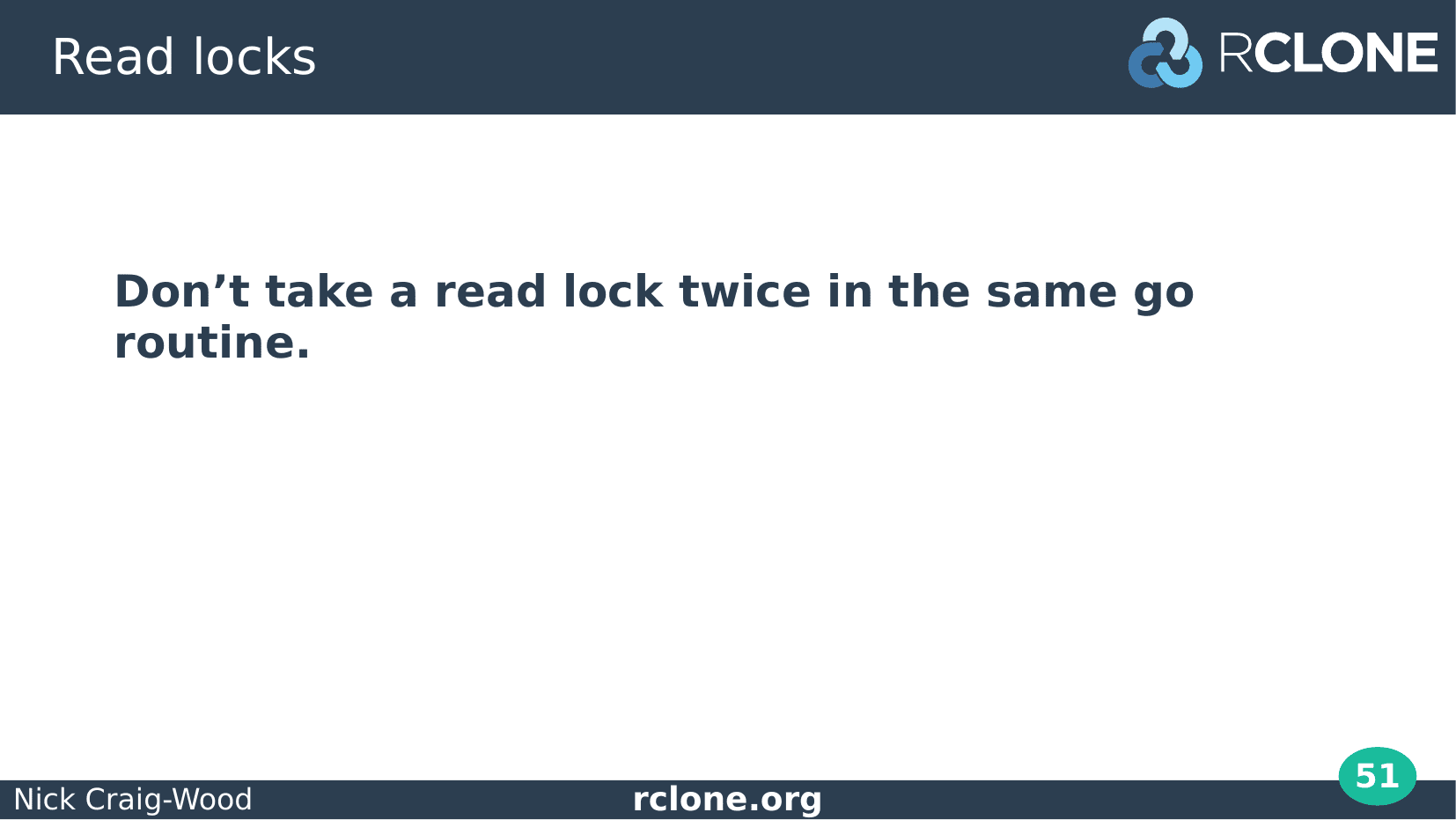 Slide: RWMutex deadlock moral