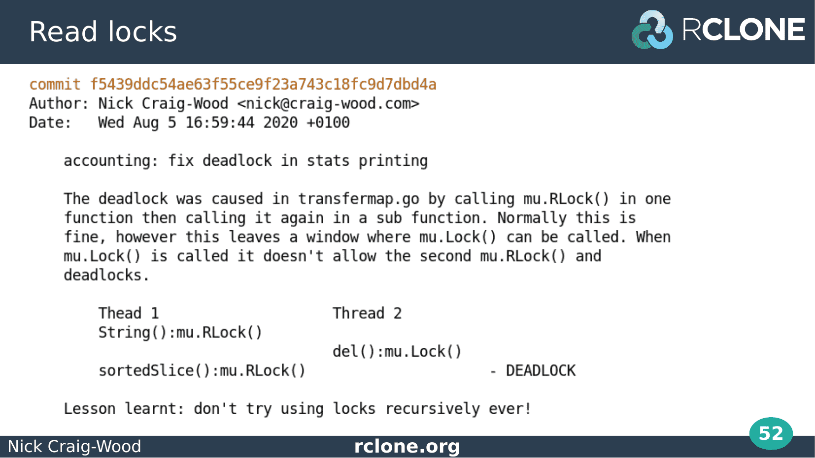 Slide: Deadlock commit message