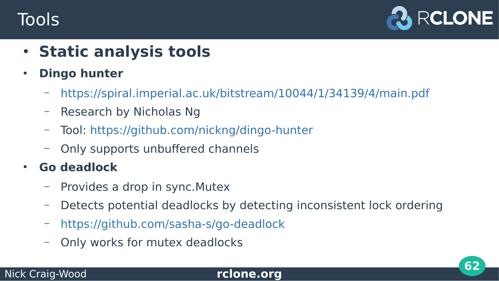 Slide: Deadlock detection tools