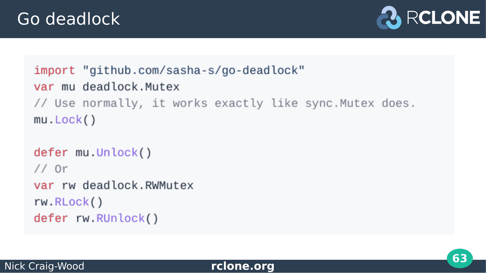 Slide: Go-deadlock usage