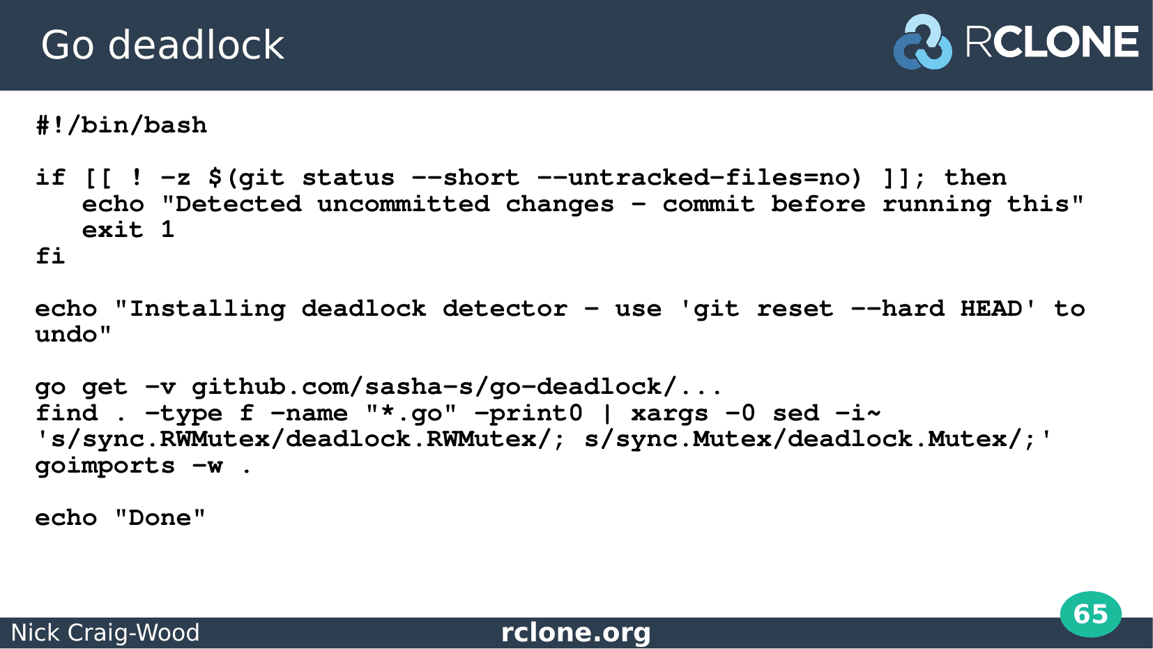 Slide: Go-deadlock script