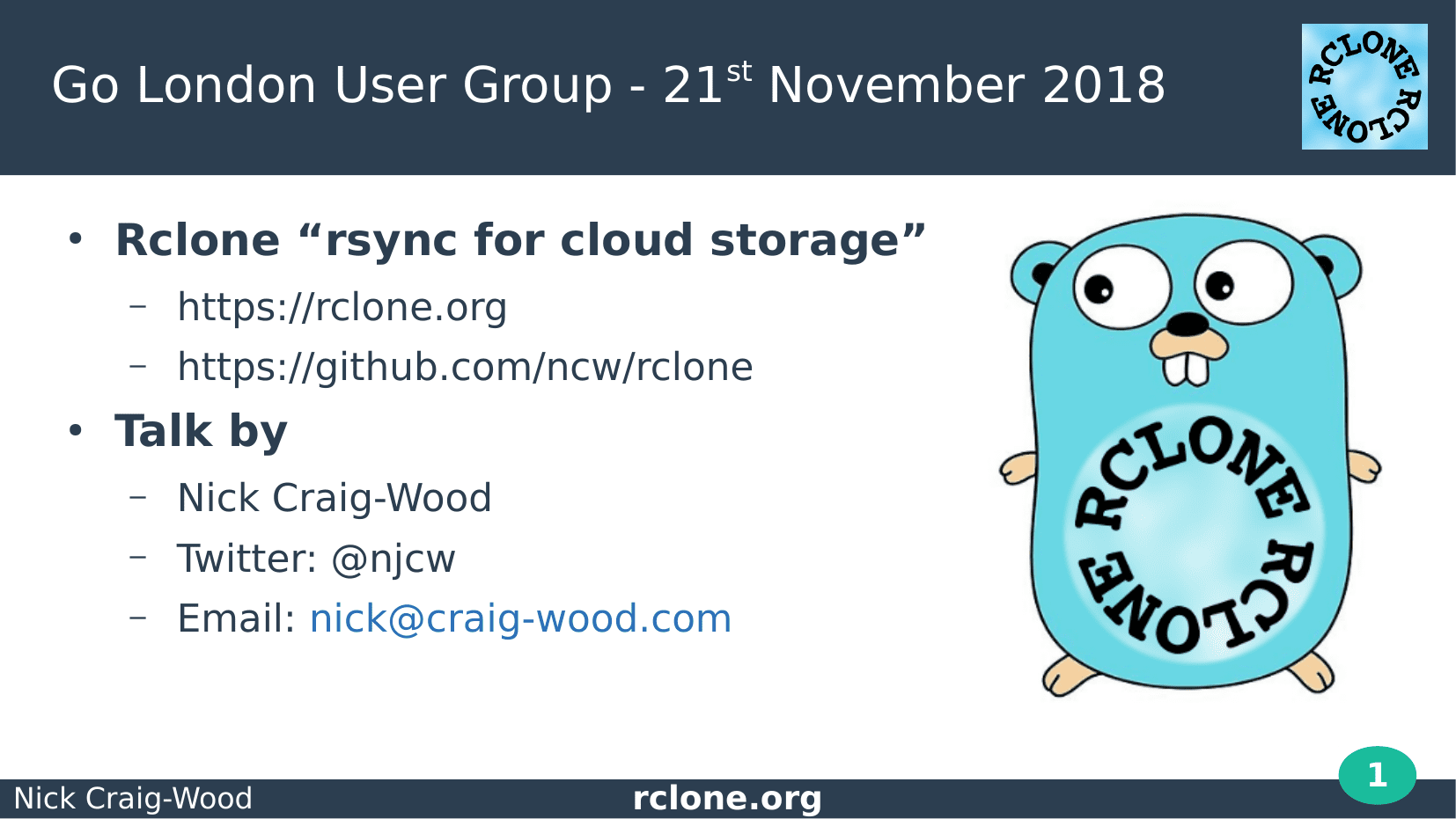 Slide: Title - Rclone and Go