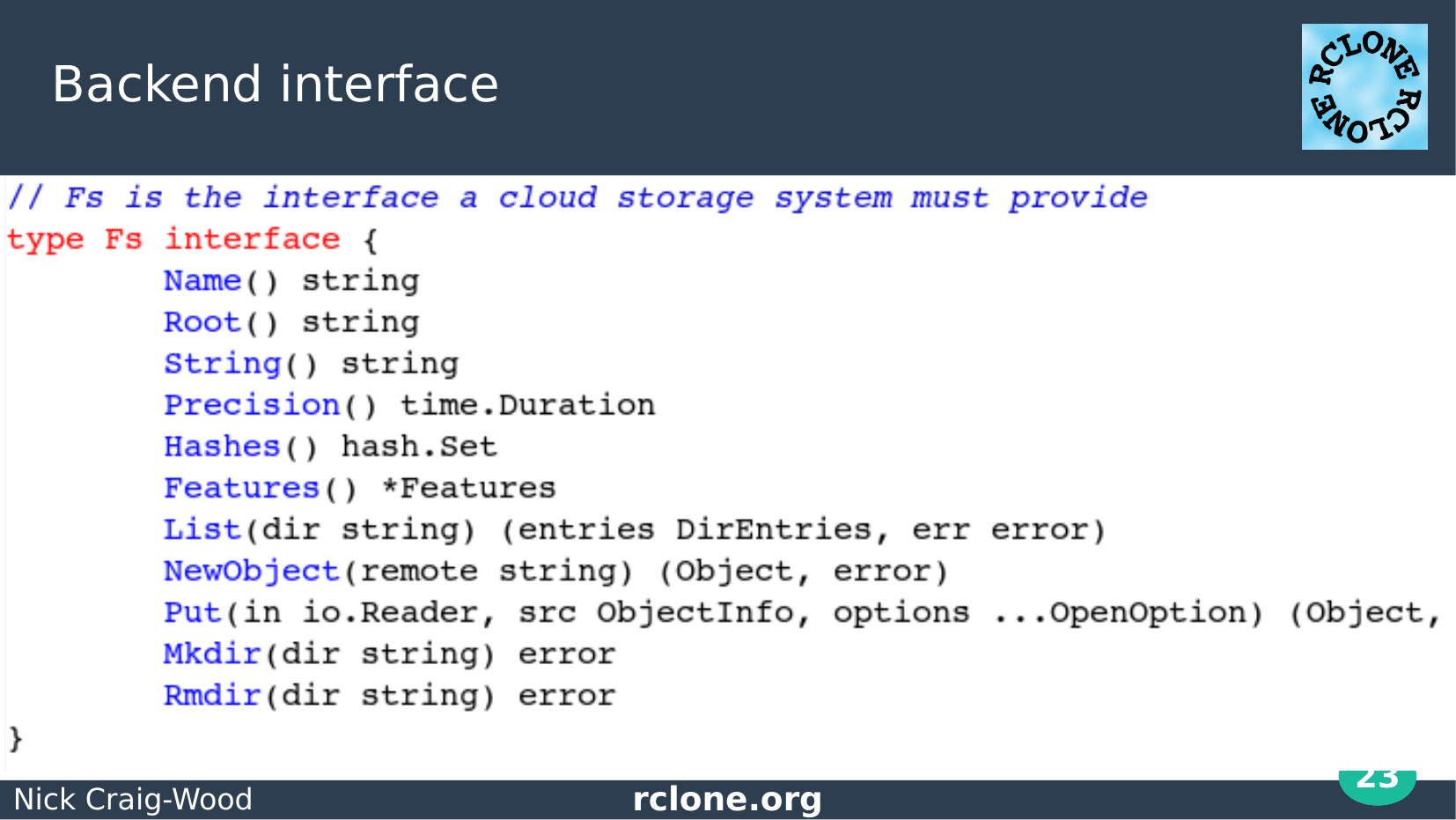 Slide: Backend Fs interface