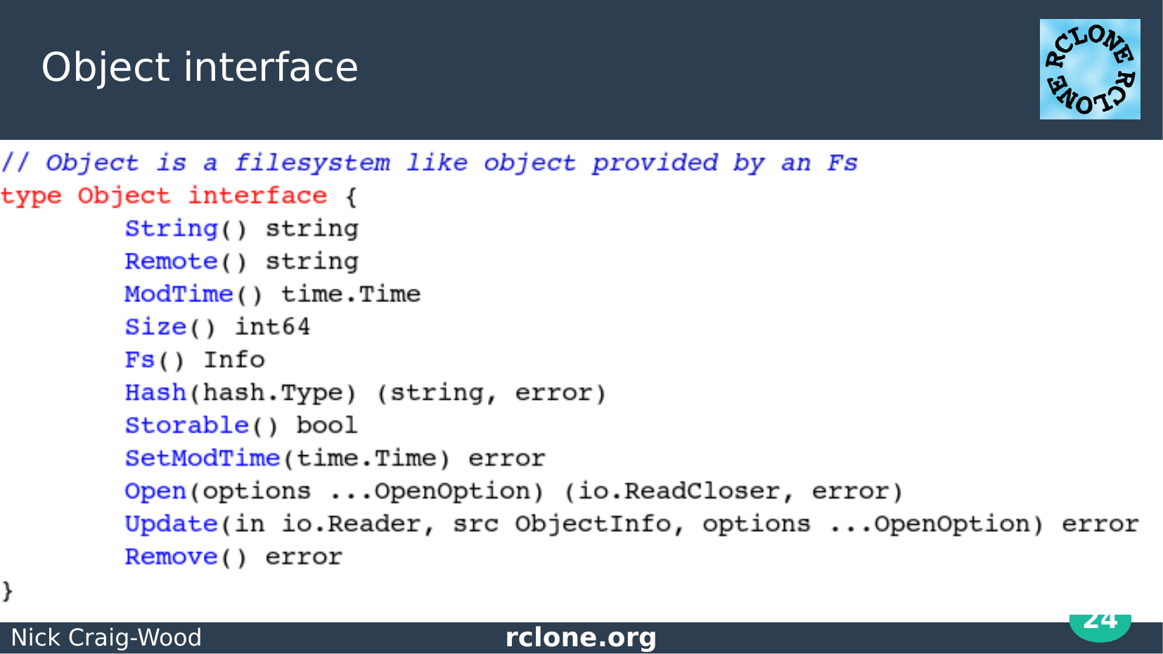Slide: Object interface